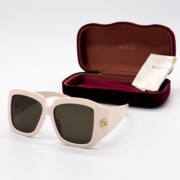 NEW GUCCI GG1402SA 004 OVERSIZED IVORY BROWN WOMEN SUNGLASSES GUCCI - Picture 3 of 12